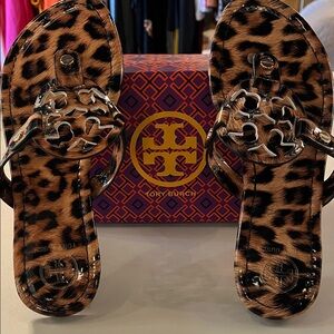 Tory Burch Brown Leopard Sandals